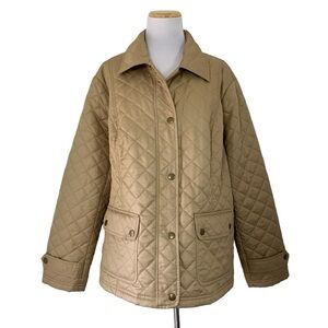 Jones New York Quilted Lightweight Puffer Jacket Tan Women’s 2X Pockets Snap